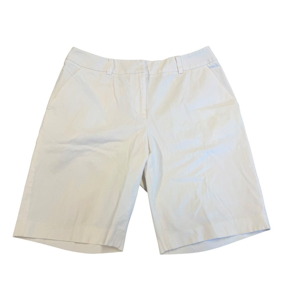 J.McLaughlin Womens White Bermuda Shorts Size 10 Preppy Casual Knee Length